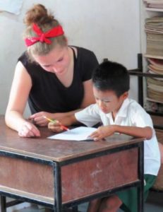 A volunteer at the Burmese Learning Center Kuraburi