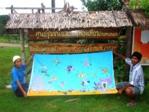 Locally made batik at the ban talae nok community tourism center, Thailand