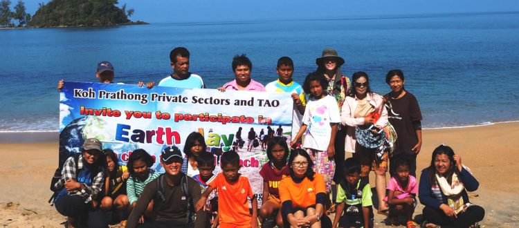 Beach clean up on Koh Phra Thong Thailand