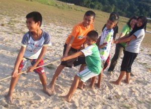 Playing games on Children's day in Ban Talae Nok, Thailand