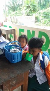 Students drinking soy milk at the Burmese Learning Center in Kuraburi